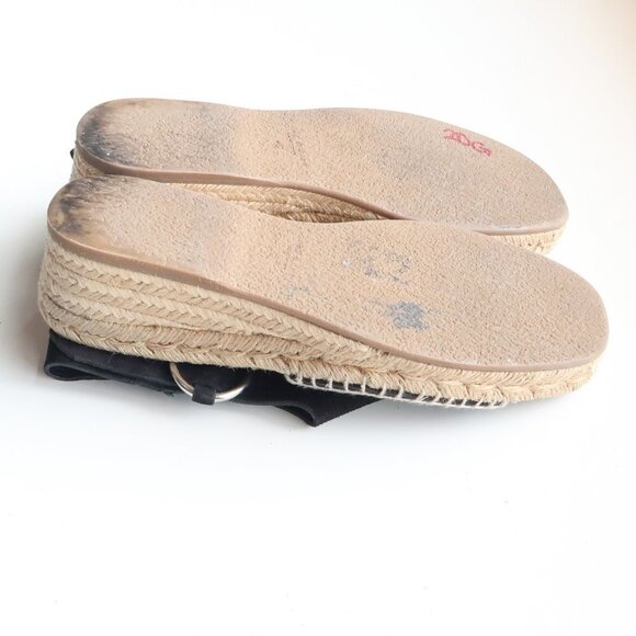 Rag & Bone Calla Black Suede Leather Espadrille Wedge Slingback Open Toe Sandals - Picture 13 of 15